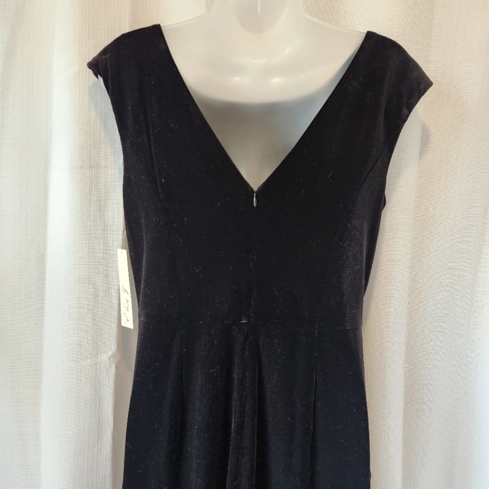 Eliza J Sleeveless Cascading Ruffle Velvet Maxi Evening Gown In Black Size 10 - Picture 7 of 9